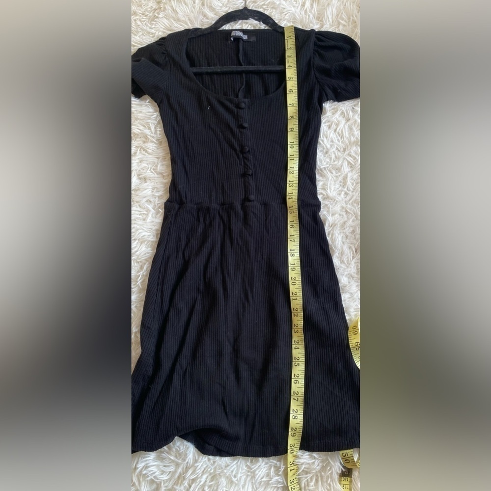 Reformation Black Ribbed Mini Dress - Picture 6 of 8